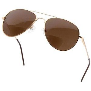 VITENZI Bifocal Reader Sunglasses Aviator Tinted Milan in Gold +2.25